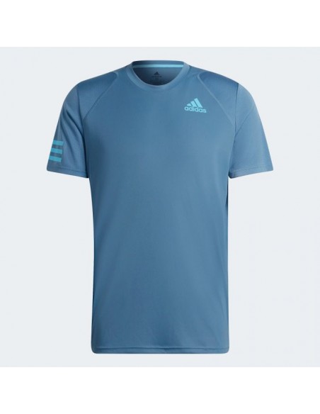 Adidas Club 3 Stripes Blue T-Shirt for Tennis Players 