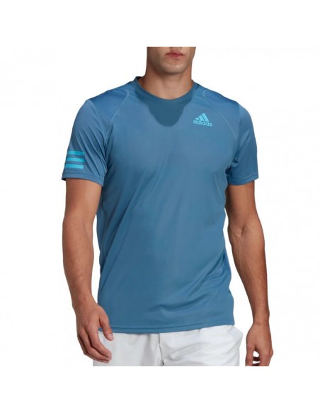Adidas Club 3 Stripes Blue T-Shirt for Tennis Players 