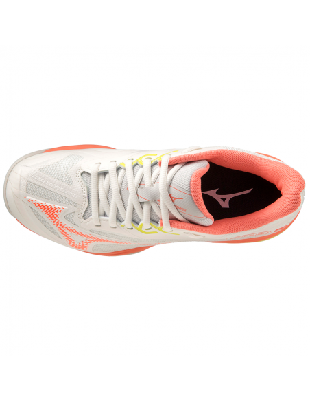 Chaussures Tennis Mizuno Femme Wave Exceed Light 2 AC (White/Pink) 