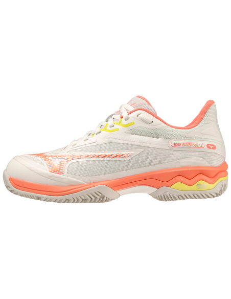 Chaussures Tennis Mizuno Femme Wave Exceed Light 2 AC (White/Pink)