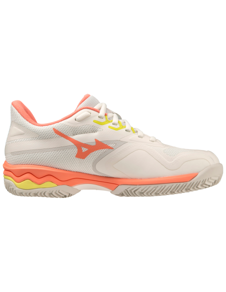 Chaussures Tennis Mizuno Femme Wave Exceed Light 2 AC (White/Pink)